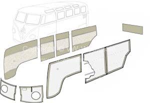 German quality 10 piece interior panel kit in 1 colour vinyl Bus 55-67 - OEM PART NO: 211867983B