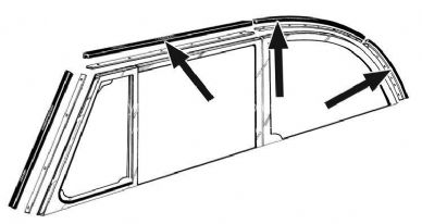 German quality side window to hood seal set convertible beetle - OEM PART NO: 151871357B