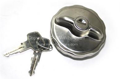 German quality stainless locking fuel cap Beetle Ghia & Type 3 67-71 - OEM PART NO: 867201551G
