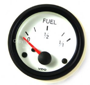 VDO fuel gauge 52mm white face for universal sender - OEM PART NO: 