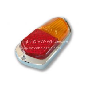 German quality rear lens amber & red with chrome trim & Hella logo - OEM PART NO: 141945227CR