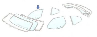 Door glass coupe clear Right - OEM PART NO: 143845202D
