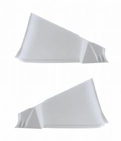 Rear quarter hinge covers in white Ghia convertible - OEM PART NO: 141-198-L/R