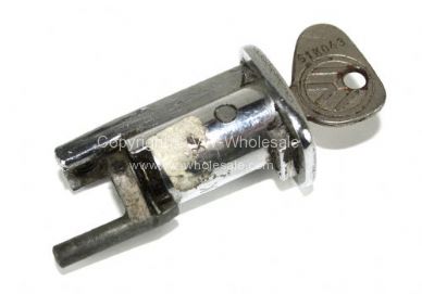NOS genuine vw Type 3 door lock barrel in chrome housing & K code key 4/61-7/67 - OEM PART NO: 311837217A