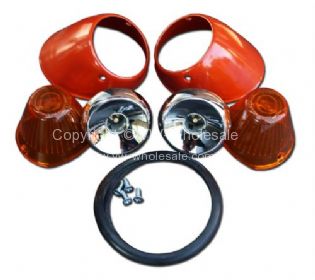 German quality complete bullet indicator units orange Hella lenses - OEM PART NO: 211953041GOPAIR