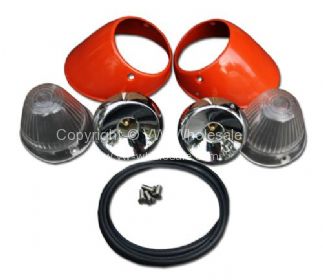 German quality complete bullet indicator units clear Hella lenses - OEM PART NO: 111953165GCPAIR