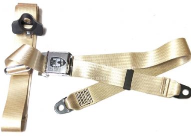 Seatbelt 3 point with chrome buckle and beige webbing - OEM PART NO: 111870693K