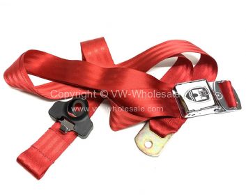 Seatbelt 3 point with chrome and black buckle and Wolfsburg crest Red - OEM PART NO: 111870696BC