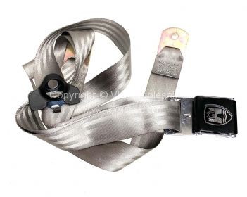 Seatbelt 3 point with chrome and black buckle and Wolfsburg crest Silver Grey - OEM PART NO: 111870697BC