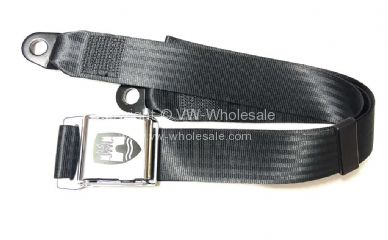 Seatbelt 2 point with chrome buckle and black webbing - OEM PART NO: 111870671B