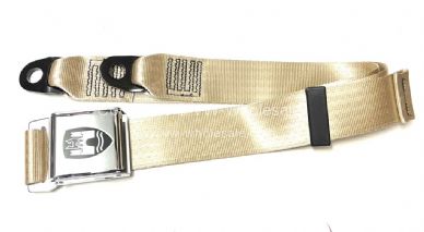 Seatbelt 2 point with chrome buckle and beige webbing - OEM PART NO: 111870671K