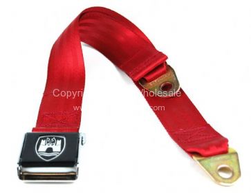 Lapbelt 2 point with chrome and black buckle and Wolfsburg crest Red - OEM PART NO: 111870661GC
