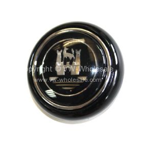 German quality horn button black with Silver Wolfsburg logo - OEM PART NO: 211415669BG