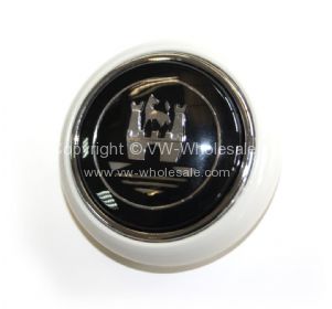 German quality horn button silver beige with Silver Wolfsburg logo - OEM PART NO: 211951669GG