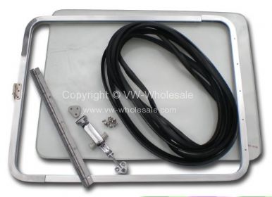 Side pop out window seal kit with chromed aluminium frame - OEM PART NO: 211898105PSS