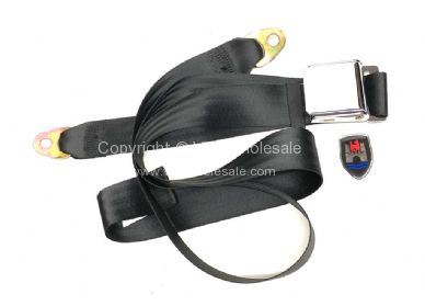 Seatbelt 2 point extra length with chrome buckle and black webbing - OEM PART NO: 111870672B