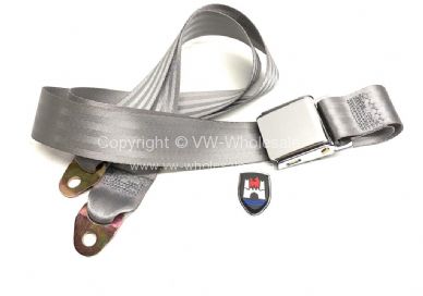 Seatbelt 2 point extra length with chrome buckle and silver grey webbing - OEM PART NO: 111870672G