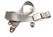 Seatbelt 2 point extra length with chrome buckle and silver grey webbing