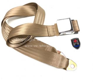 Seatbelt 2 point extra length with chrome buckle and silver beige webbing - OEM PART NO: 111870672K