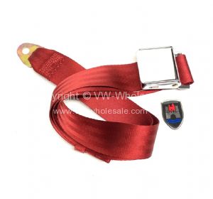 Seatbelt 2 point extra length with chrome buckle and red webbing - OEM PART NO: 111870672R