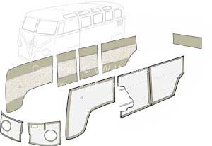 German quality 10 piece interior panel kit in Basalt grey/Silver beige Bus 55-67 - OEM PART NO: 221867002SB