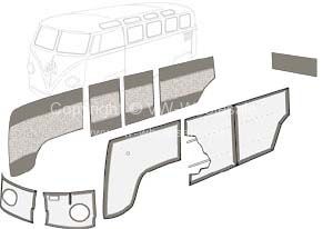 German quality 10 piece interior panel kit in Dark grey/Mesh grey LHD 55-67 - OEM PART NO: 221867003GY