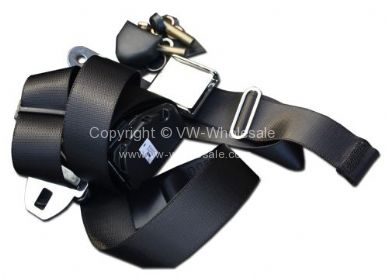 Chrome buckle 3 point bench seat inertia belt Black 68-79 - OEM PART NO: 