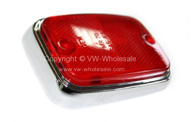 German quality side marker lens red & chrome with OEM logos - OEM PART NO: 211945363RC