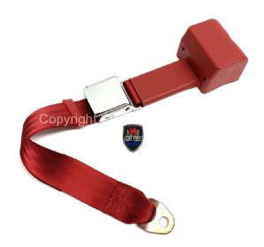 Chrome buckle 2 point inertia seat belt with red webbing - OEM PART NO: 111870694R