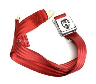 Seatbelt 2 point chrome buckle With crest and red webbing - OEM PART NO: 111870671RR