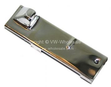 Genuine VW stainless strike plate on up right bar Left 68-79 - OEM PART NO: 