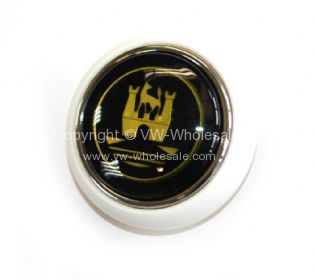 German quality horn button Ivory with Gold Wolfsburg logo - OEM PART NO: 211951669GG