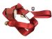 Chrome buckle 3 point inertia seat belt with red webbing